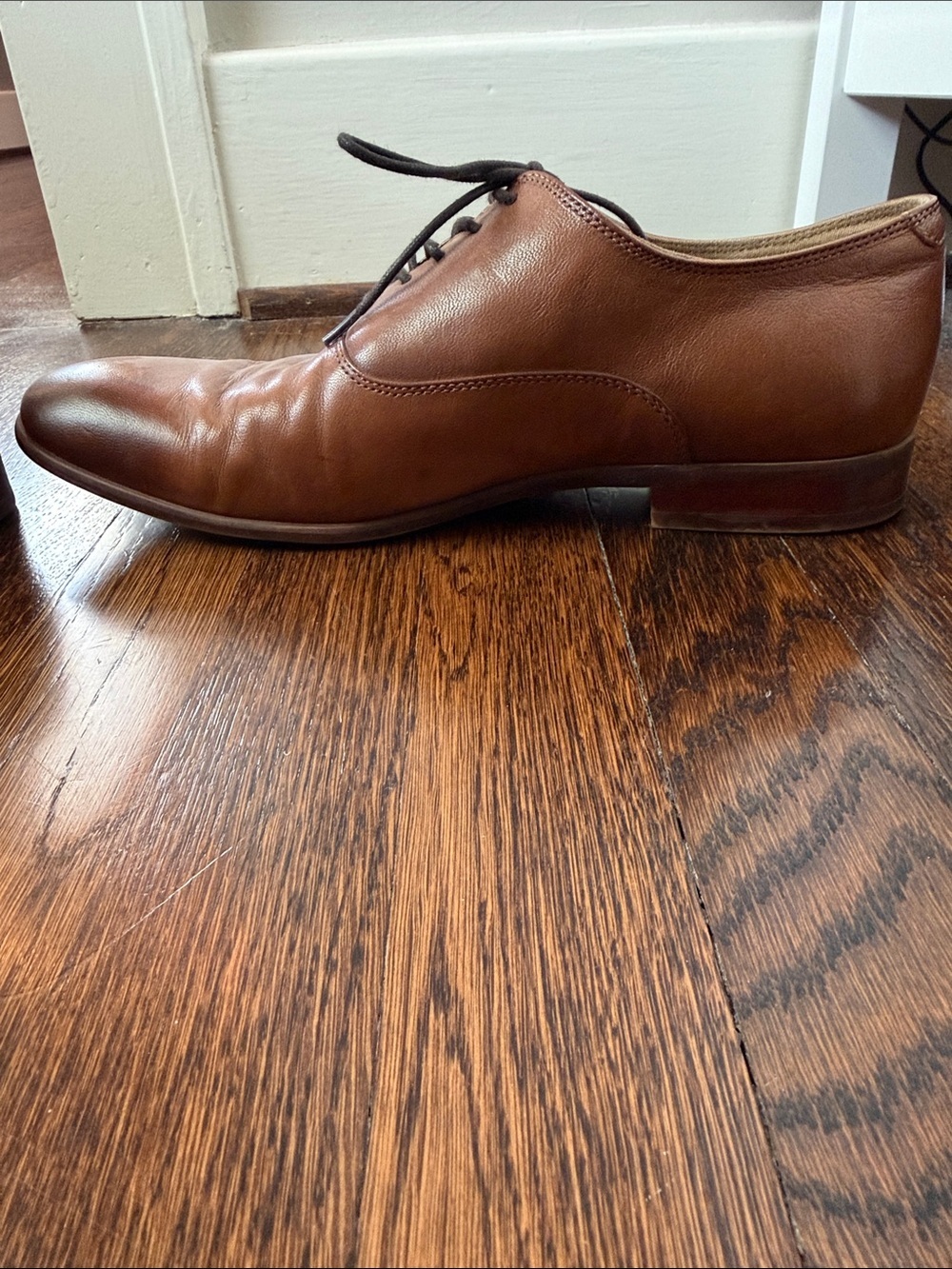 Aldo Men's Cognac Brown Leather Oxfords - Picture 9 of 12